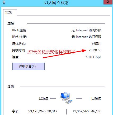 在线157天的记录就这样被破了